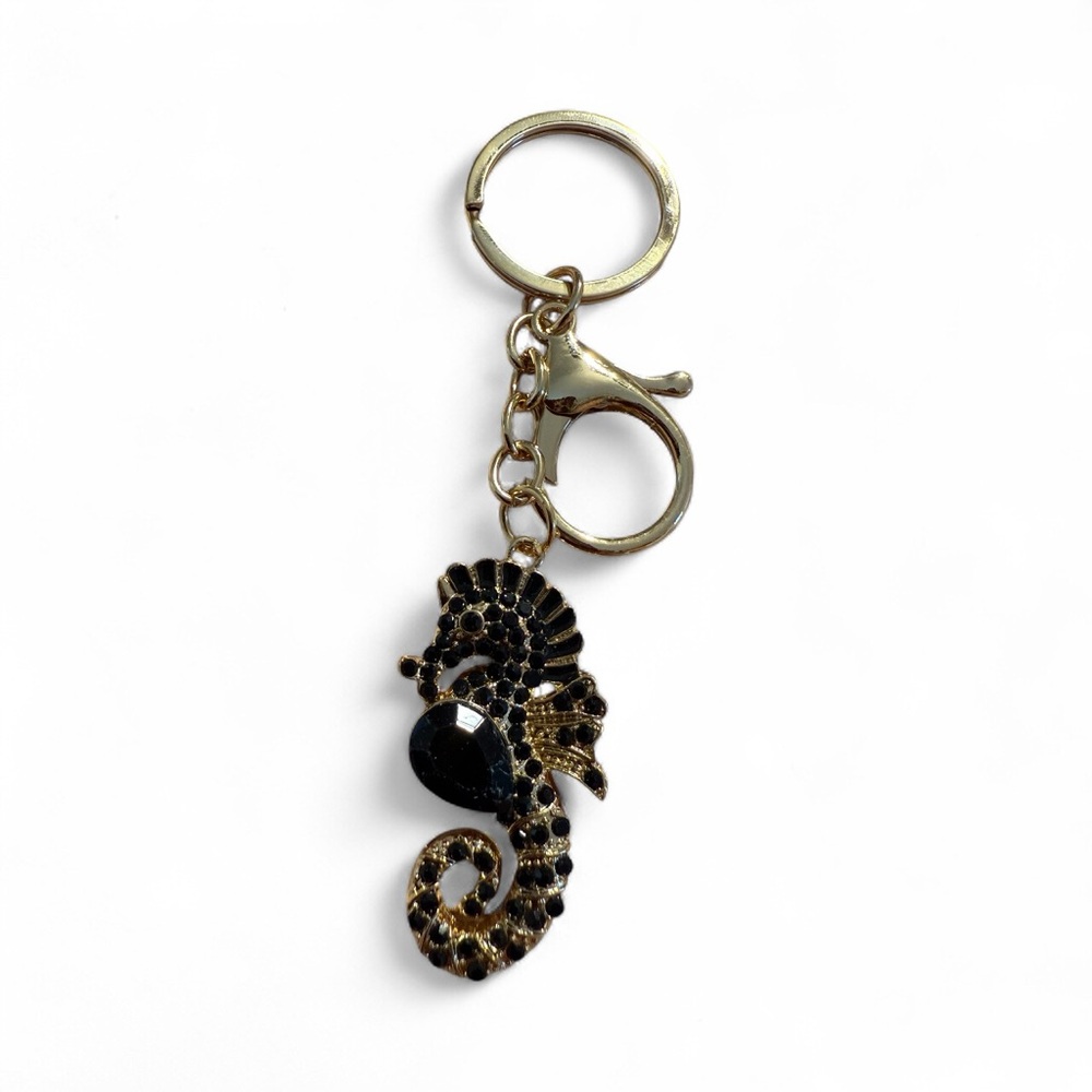 Gold and Black Seahorse Keychain